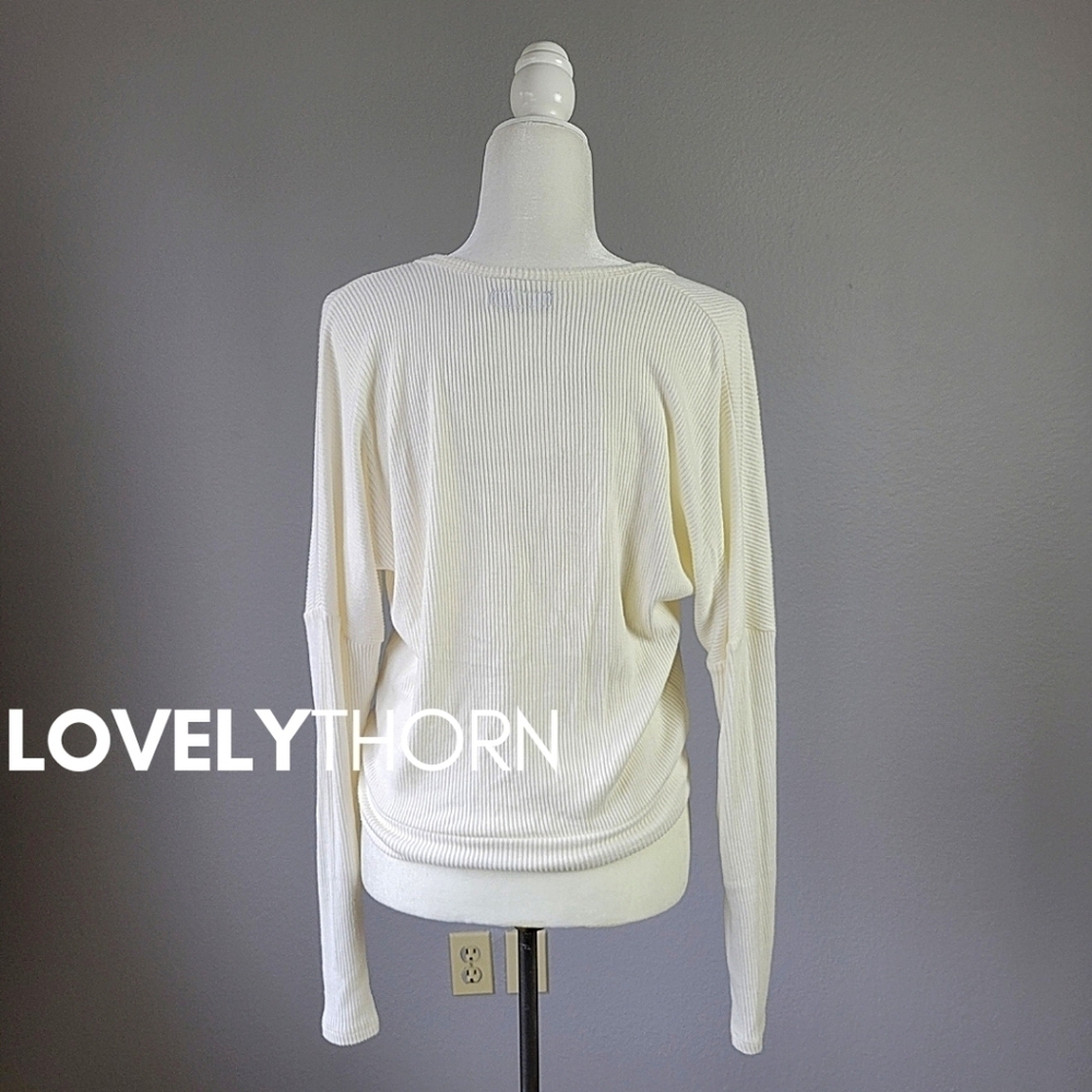 MICHAEL LAUREN // rhydian plunge v-neck rib knit surplice thumb hole sweater - Picture 10 of 11